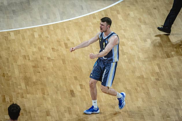 Basketball Berlin 01.06.2026 Saison 2025 2026 EasyCredit BBL 1. Bundesliga Männer, Herren Playoffs Halbfinale Spiel 2 Alba Berlin - BMA365 Bamberg Baskets Jubel Jonas Mattisseck (Alba Berlin, No.09)
