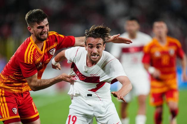 Turkiye v North Macedonia - Friendly match ISTANBUL, TURKIYE - JUNE 1: Yunus Akgun (R) of Turkiye in action against Imran Fetai (L) of North Macedonia during the International Friendly, Länderspiel, Nationalmannschaft match between Turkiye and North Macedonia at Chobani Stadium, on June 1, 2026, in Istanbul, Turkiye. Hakan Akgun Anadolu Istanbul Turkey. Editorial use only. Please get in touch for any other usage.  Copyright: x2026xAnadoluxHakanxAkgunx