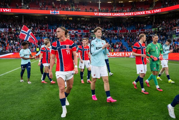 260601 Thelo Aasgaard and Henrik Falchener of Norway after the International Friendly, Länderspiel, Nationalmannschaft football match between Norway and Sweden on June 1, 2026 in Oslo. Photo: Vegard Grott BILDBYRAN kod VG JM0820 bbeng fotboll football soccer fotball träningslandskamp privatlandskamp landskamp international friendly norge norway sverige sweden sverige a Copyright: VEGARDxGRoTT BB260601VG084