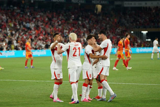 June 1, 2026, Kadikoy, Istanbul, Turkey: Baris Alper Yilmaz (C-1) and Arda Guler (C-2) of Turkey celebrates after scoring during the Turkey-North Macedonia match at Fenerbahce Sukru Saracoglu Stadium in Istanbul on June 1, 2026, as part of the preparations for the 2026 FIFA World Cup, WM, Weltmeisterschaft, Fussball Kadikoy Turkey - ZUMAu194 20260601_zip_u194_015 Copyright: xTolgaxUluturkx