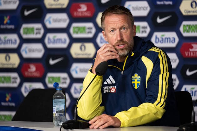 260601 Head coach Graham Potter of Sweden during the press conference, PK, Pressekonferenz after the International Friendly, Länderspiel, Nationalmannschaft football match between Norway and Sweden on June 1, 2026 in Oslo. Photo: Marius Simensen BILDBYRAN COP 238 JM0820 bbeng fotboll football soccer fotball träningslandskamp privatlandskamp landskamp international friendly norge norway sverige sweden sverige a Copyright: MARIUSxSIMENSEN BB260601BB934