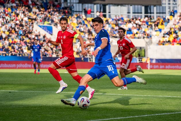Slovakia v Malta - International Friendly, Länderspiel, Nationalmannschaft Match Adam Obert of Slovakia plays during the international friendly match between Slovakia and Malta at MOL Arena in Dunajska Streda, Slovakia, on June 1, 2026. Dunajska Streda Slovakia  Copyright: xMatejxSaganx originalFilename:sagan-slovakia260601_npKlC.jpg