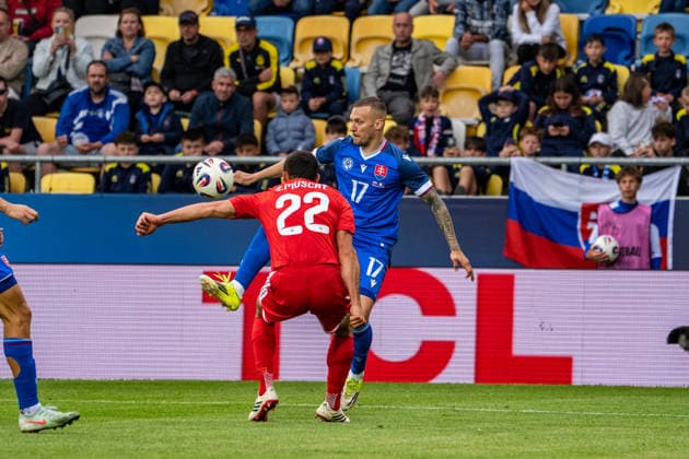Slovakia v Malta - International Friendly, Länderspiel, Nationalmannschaft Match Lukas Haraslin of Slovakia and Zach Muscat of Malta compete during the international friendly match between Slovakia and Malta at MOL Arena in Dunajska Streda, Slovakia, on June 1, 2026. Dunajska Streda Slovakia  Copyright: xMatejxSaganx originalFilename:sagan-slovakia260601_npuxs.jpg