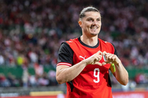 SOCCER - AUT vs TUN, test match VIENNA,AUSTRIA,01.JUN.26 - SOCCER - OEFB international test match, Austria vs Tunisia. Image shows the rejoicing of Marcel Sabitzer (AUT).  GEPAxpictures xArminxRauthner