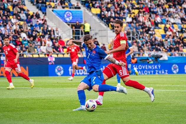 Slovakia v Malta - International Friendly, Länderspiel, Nationalmannschaft Match Tomas Suslov of Slovakia plays during the international friendly match between Slovakia and Malta at MOL Arena in Dunajska Streda, Slovakia, on June 1, 2026. Dunajska Streda Slovakia  Copyright: xMatejxSaganx originalFilename:sagan-slovakia260601_np8MJ.jpg