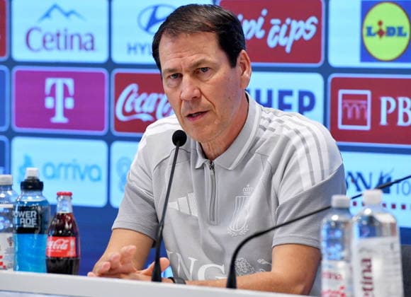 Croatia, Rijeka, 010626. Croatian National Football Team Rijeka training camp, Rujevica. Belgian national football team press conference, PK, Pressekonferenz before tomorrow s match with Croatia. In the photo: Rudi Garcia. Photo: Damir Skomrlj CROPIX Copyright: xxDamirxSkomrljx garcia1-010626