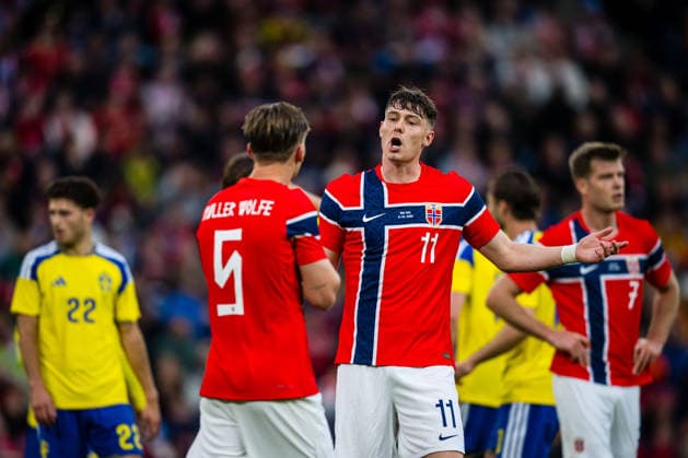 260601 Jorgen Strand Larsen of Norway during the International Friendly, Länderspiel, Nationalmannschaft football match between Norway and Sweden on June 1, 2026 in Oslo. Photo: Marius Simensen BILDBYRAN COP 238 JM0820 bbeng football fotball fotboll international friendly landskamp norge norway privatlandskamp soccer sverige sverige a sweden träningslandskamp Copyright: MARIUSxSIMENSEN BB260601ZV014