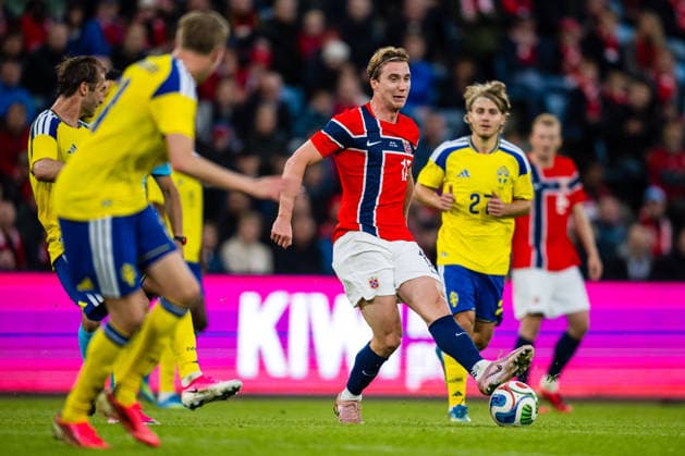 260601 Kristian Thorstvedt of Norway during the International Friendly, Länderspiel, Nationalmannschaft football match between Norway and Sweden on June 1, 2026 in Oslo. Photo: Marius Simensen BILDBYRAN COP 238 JM0820 bbeng football fotball fotboll international friendly landskamp norge norway privatlandskamp soccer sverige sverige a sweden träningslandskamp Copyright: MARIUSxSIMENSEN BB260601ZV015