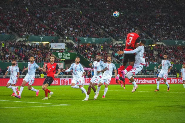 Fussball Österreich, Nationalteam, International Friendly, Länderspiel, Nationalmannschaft Freundschaftliches Länderspiel, FIFA UEFA WM Vorbereitung - ÖFB Österreich vs. Tunesien Tunisienne (FTF) - Ernst-Happel-Stadion (Wien, Österreich): Kevin Danso (Österreich, 3) - Kopfball Copyright: xLukasxBierederx
