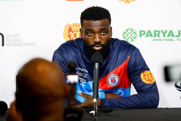 June 1, 2026, Fort Lauderdale, Florida, USA: Haiti forward Frantzdy Pierrot (20) speaks to the media before a training session prior to a pre 2026 FIFA World Cup, WM, Weltmeisterschaft, Fussball Friendly game against New Zealand. Fort Lauderdale USA - ZUMAa257 20260601_zsp_a257_004 Copyright: xChrisxArjoonx
