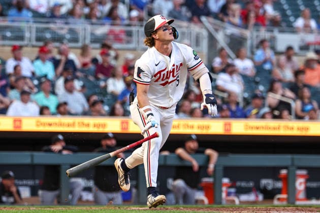 June 1st, 2026: Minnesota Twins second baseman Luke Keaschall (15) watches the ball be caught for a sac fly in the fourth inning of a MLB, Baseball Herren, USA Baseball game between the Chicago White Sox and the Minnesota Twins at Target Field in Minneapolis, Minnesota. CSM Minneapolis USA - ZUMAc04_ 20260601_zma_c04_071 Copyright: xStevenxGarciax