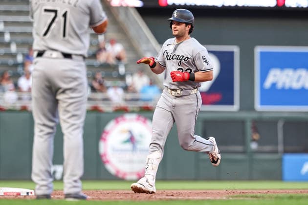 June 1st, 2026: Chicago White Sox designated hitter Andrew Benintendi (23) celebrates a solo home run against the Minnesota Twins in the fifth inning of a MLB, Baseball Herren, USA Baseball game between the Chicago White Sox and the Minnesota Twins at Target Field in Minneapolis, Minnesota. CSM Minneapolis USA - ZUMAc04_ 20260601_zma_c04_076 Copyright: xStevenxGarciax