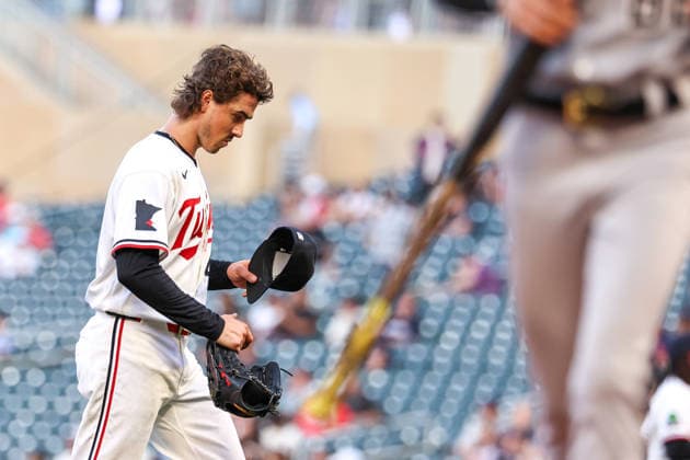June 1st, 2026: Minnesota Twins starting pitcher Joe Ryan (41) looks on after the fifth inning of a MLB, Baseball Herren, USA Baseball game between the Chicago White Sox and the Minnesota Twins at Target Field in Minneapolis, Minnesota. CSM Minneapolis USA - ZUMAc04_ 20260601_zma_c04_100 Copyright: xStevenxGarciax