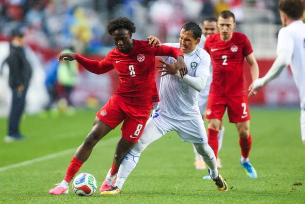June 1, 2026, Edmonton, Ab, CANADA: Canada s Ismael Kone (8) and Uzbekistan s Otabek Shukurov (7) vie for the ball during the first half of an international men s soccer friendly in Edmonton on Monday, June 1, 2026. Canada News - June 1, 2026  - ZUMAc35_ 20260601_zaf_c35_099 Copyright: xCodiexMclachlanx
