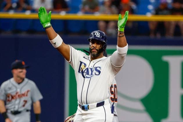 June 1, 2026, St. Petersburg, Florida, USA: Tampa Bay Rays designated hitter Yandy DoÂ­az (2) celebrates, after he hits a double off of Detroit Tigers pitcher Ty Madden (36) during the first inning at Tropicana Field on Monday, June 1, 2026, in St. Petersburg. Florida News - June 1, 2026  - ZUMAs70_ 20260601_zan_s70_031 Copyright: xJeffereexWoox