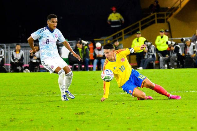 June 1, 2026, Bogota, Bogota D.C, Colombia: Costa Rica s Darril Yorel Araya and Colombia s James Rodriguez during the last friendly match between Colombia and Costa Rica in Bogota s El Campin Stadium, Colombia on June 1, 2026. Colombia V Costa Rica - Friendly Match Before FIFA World Cup, WM, Weltmeisterschaft, Fussball 2026  - ZUMAvp1_ 20260601_zia_vp1_040 Copyright: xSebastianxBarrosx