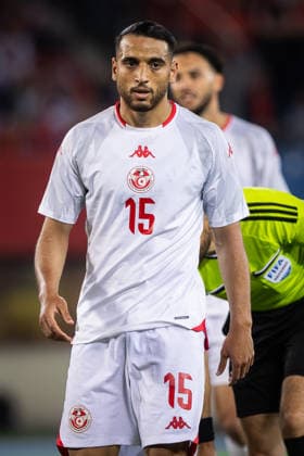 AUSTRIA - TUNISIA Hadj Mahmoud of Tunisia and Lugano during the friendly football match ahead of FIFA World Cup, WM, Weltmeisterschaft, Fussball WM, Weltmeisterschaft, Fussball 2026 WM, Weltmeisterschaft, Fussball WM, Weltmeisterschaft, Fussball between Austria and Tunisia, matchday 2. Ernst Happel Stadium, Stadion, Vienna, Austria, June 01, 2026. Photo by Branislav Racko Copyright: xx 080A3494