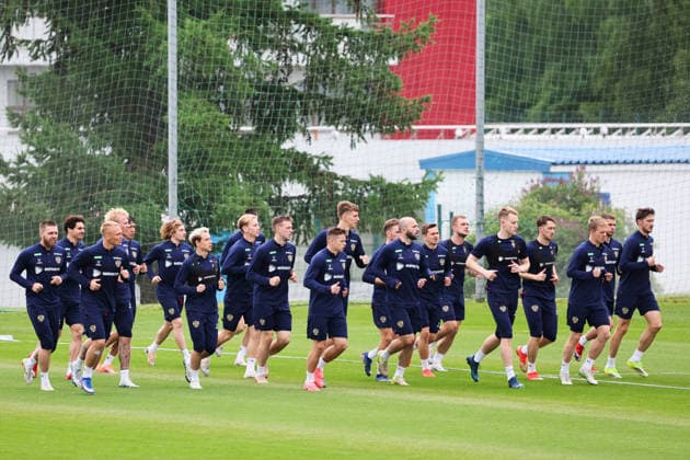 RUSSIA, KHIMKI - JUNE 2, 2026: Players attend a practice session of the Russian national football team at the Novogorsk Training Centre in Khimki, northwest of Moscow. Sergei Savostyanov TASS  93292381