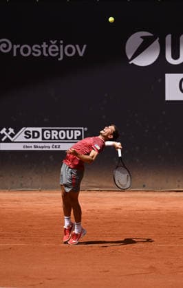 Vit Kopriva from Czechia in action against Andrej Martin from Slovakia during the men s tennis challenger UniCredit Czech Open, in Prostejov, Czech Republic, on June 2, 2026. (CTKxPhoto LudekxPerina) CTKPhotoP2026060204371  CTKPhotoP2026060204371