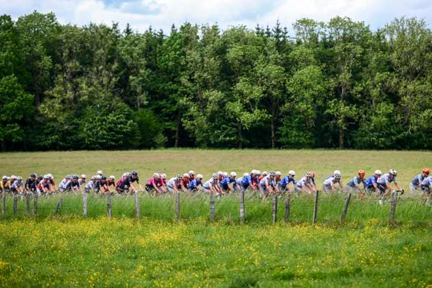 Tour de Wallonie 2026 Stage 2 LIBRAMONT-CHEVIGNY, BELGIUM - JUNE 02 : Illustration picture of the peloton during stage 2 of the 47th edition of Ethias Tour de Wallonie an UCI ProSeries 2.Pro cycling road race stage for Men Elite of 192.1 km with start in Jodoigne and finish in Libramont-Chevigny on June 2, 2026 in Libramont-Chevigny, Belgium, 02 06 2026 ( Motordriver Pieter Van Herzele - Libramont-Chevigny Belgium  Copyright: xVincentxKalutx
