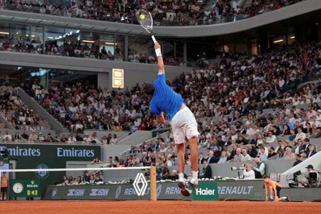 RECORD DATE NOT STATED 2nd June 2026; Roland Garros, Paris, France; 2026 French Open Tennis, Day 15; Rafael Jodar (ESP) serves to Alexander Zverev (GER) JonxBromley