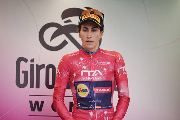 Italy™s Elisa Balsamo of Lidl - Trek™s (Red jersey) during Stage 4, an individual time trial, of the Giro d™Italia Women, from Belluno to Nevegal, Italy - Tuesday June 2, 2026  Copyright: xMarcoxAlpozzix xLaPressex