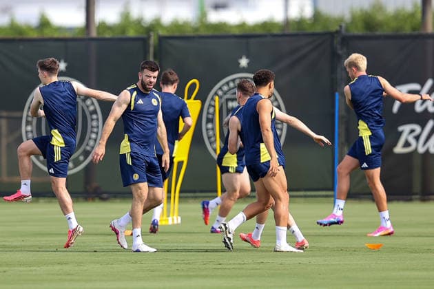 Scotland players during a training session Scotland Training and press conference, PK, Pressekonferenz 2026 FIFA World Cup, WM, Weltmeisterschaft, Fussball Football, Florida Blue Training Centre, Florida, USA - 02 Jun 2026Florida Florida Blue Training Centre United States of America EDITORIAL USE ONLY No use with unauthorised audio, video, data, fixture lists, club league logos or live services. Online in-match use limited to 120 images, no video emulation. No use in betting, games or single club league player publications.  Copyright: xChrisxArjoon Shutterstockx 16906919v