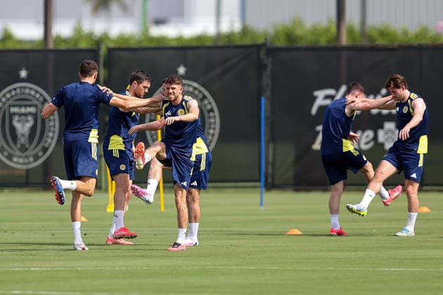 Scotland players during a training session Scotland Training and press conference, PK, Pressekonferenz 2026 FIFA World Cup, WM, Weltmeisterschaft, Fussball Football, Florida Blue Training Centre, Florida, USA - 02 Jun 2026Florida Florida Blue Training Centre United States of America EDITORIAL USE ONLY No use with unauthorised audio, video, data, fixture lists, club league logos or live services. Online in-match use limited to 120 images, no video emulation. No use in betting, games or single club league player publications.  Copyright: xChrisxArjoon Shutterstockx 16906919o