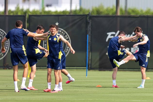 Scotland players during a training session Scotland Training and press conference, PK, Pressekonferenz 2026 FIFA World Cup, WM, Weltmeisterschaft, Fussball Football, Florida Blue Training Centre, Florida, USA - 02 Jun 2026Florida Florida Blue Training Centre United States of America EDITORIAL USE ONLY No use with unauthorised audio, video, data, fixture lists, club league logos or live services. Online in-match use limited to 120 images, no video emulation. No use in betting, games or single club league player publications.  Copyright: xChrisxArjoon Shutterstockx 16906919p