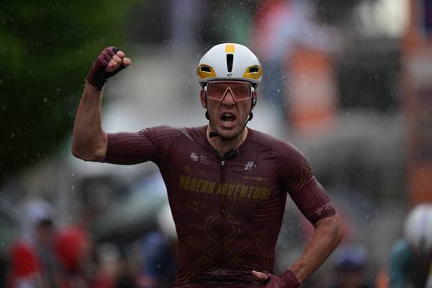New Zealander Ben Oliver of Modern Adventure Pro Cycling celebrates as he wins the second stage of the Tour De Wallonie cycling race, 192 km from Jodoigne to Libramont-Chevigny, on Tuesday 02 June 2026. DAVIDxPINTENS  x175750460x