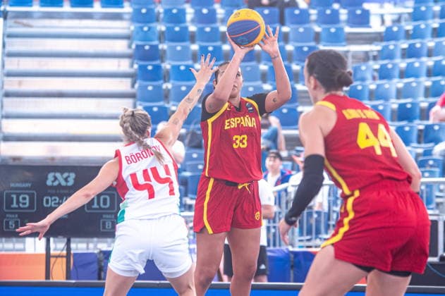 Warszawa 02.06.2026. 3x3 Basketball World Cup Day 2 in Warsaw, Poland. Hungary - Spain match --- Mistrzostwa Swiata w koszykowce 3x3 Dzien 2 w Warszawie. Mecz Wegry - Hiszpania Persons Shown : Cecilia Muhate Alba Prieto Fot. Kai Taller Arena Akcji NEWSPIX.PL --- newspix.pl 