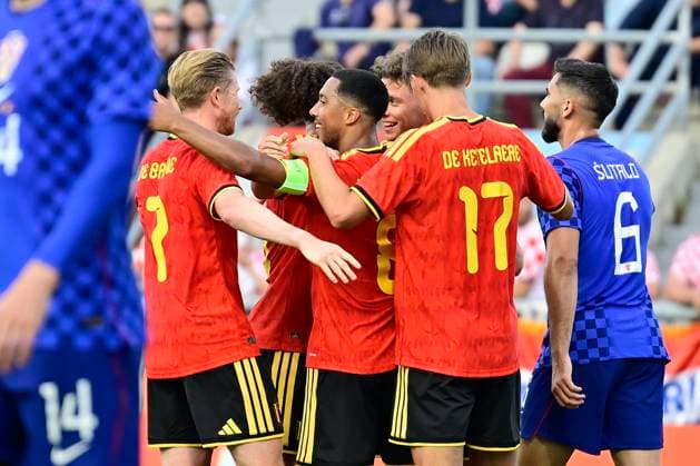 Croatia vs Belgium - friendly match RIJEKA, CROATIA - JUNE 02 : Tielemans Youri midfielder of Belgium celebrates scoring the opening goal with teammates during a friendly match between Croatia and Belgium ahead of the FIFA World Cup, WM, Weltmeisterschaft, Fussball 2026 on June 02, 2026 in Rijeka, Croatia, 02 06 2026 Rijeka Croatia  Copyright: xJanxDexMeuleneirx