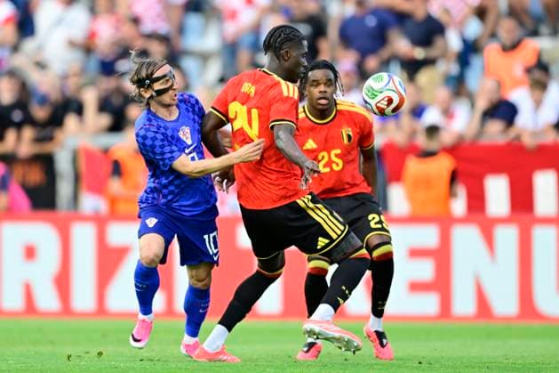 Croatia vs Belgium - friendly match RIJEKA, CROATIA - JUNE 02 : Onana Amadou midfielder of Belgium is challenged by Modric Luka midfielder of Croatia during a friendly match between Croatia and Belgium ahead of the FIFA World Cup, WM, Weltmeisterschaft, Fussball 2026 on June 02, 2026 in Rijeka, Croatia, 02 06 2026 Rijeka Croatia  Copyright: xJanxDexMeuleneirx