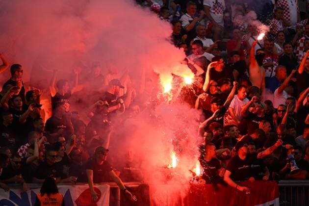 Croatia vs Belgium - friendly match RIJEKA, CROATIA - JUNE 02 : Fans of Croatia light off flares during a friendly match between Croatia and Belgium ahead of the FIFA World Cup, WM, Weltmeisterschaft, Fussball 2026 on June 02, 2026 in Rijeka, Croatia, 02 06 2026 Rijeka Croatia  Copyright: xTomasxSiskx