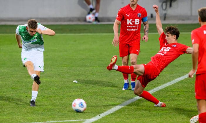 02.06.2026 - Fussball - Saison 2025 2026 - Relegation Oberliga Bayern Bayernliga Regionalliga : SpVgg Greuther Fürth II - ASV Cham - - xwoxzix - Philipp Hack (13, SpVgg Greuther Fürth II ) erzielt Treffer Tor Torschuß zum 1:0 -