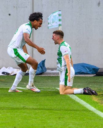 02.06.2026 - Fussball - Saison 2025 2026 - Relegation Oberliga Bayern Bayernliga Regionalliga : SpVgg Greuther Fürth II - ASV Cham - - xwoxzix - Torjubel Jubel Freude nach Treffer Tor Torschuß zum 1:0 durch Philipp Hack (13, SpVgg Greuther Fürth II ) - David Abrangao (15, SpVgg Greuther Fürth II ) Philipp Hack (13, SpVgg Greuther Fürth II )