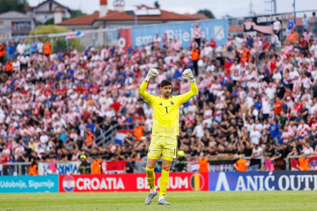 Thibaut Courtois (Belgium 1) celebrates a goal during Pre-World cup International Friendly, Länderspiel, Nationalmannschaft 2026 football match between Croatia and Belgium Stadion HNK Rijeka, Rijeka, Croatia 02.06.2026 Copyright: xBEAUTIFULxSPORTS Bosnjakovicx