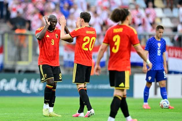 Croatia vs Belgium - friendly match RIJEKA, CROATIA - JUNE 02 : Lukaku Romelu forward of Belgium celebrates after scoring with Vanaken Hans midfielder of Belgium during a friendly match between Croatia and Belgium ahead of the FIFA World Cup, WM, Weltmeisterschaft, Fussball 2026 on June 02, 2026 in Rijeka, Croatia, 02 06 2026 Rijeka Croatia  Copyright: xJanxDexMeuleneirx