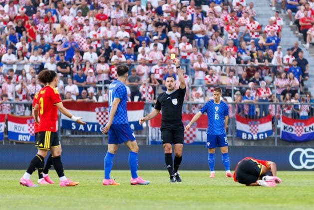 Pre-World cup International Friendly, Länderspiel, Nationalmannschaft 2026 match between Croatia and Belgium Ante Budimir (Croatia 11) gets a yellow card seen during Pre-World cup international friendly 2026 football match between Croatia and Belgium Stadion HNK Rijeka, Rijeka, Croatia 02.06.2026 Copyright: xBEAUTIFULxSPORTS Bosnjakovicx