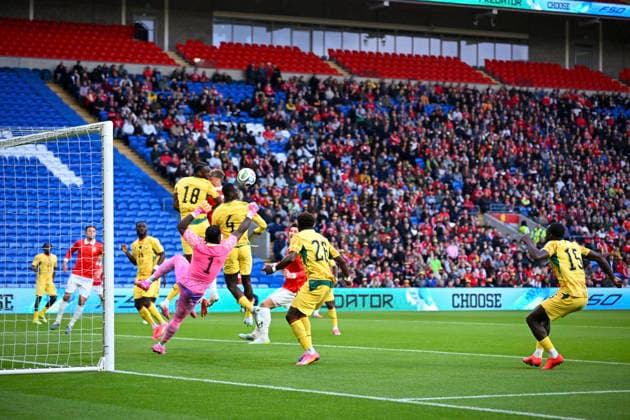 RECORD DATE NOT STATED 2nd June 2026; Cardiff City Stadium, Cardiff, Wales; Friendly International Football, Wales versus Ghana; Lawrence Ati-Zigi of Ghana makes a save AledxHopkins