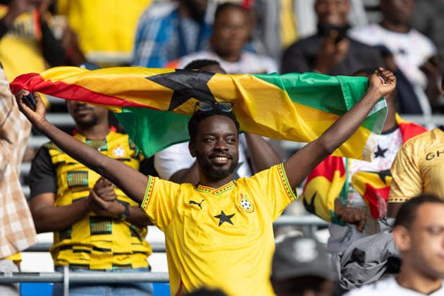 Wales v Ghana International Friendly, Länderspiel, Nationalmannschaft Supporters of Ghana sing during the International Friendly match at the Cardiff City Stadium, Cardiff 02 06 2026 UK Newspapers OUT Copyright: xKaraxThomasx FIL-23534-0065