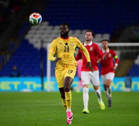 RECORD DATE NOT STATED 2nd June 2026; Cardiff City Stadium, Cardiff, Wales; Friendly International Football, Wales versus Ghana; Inaki Williams of Ghana looks to control the ball AledxHopkins