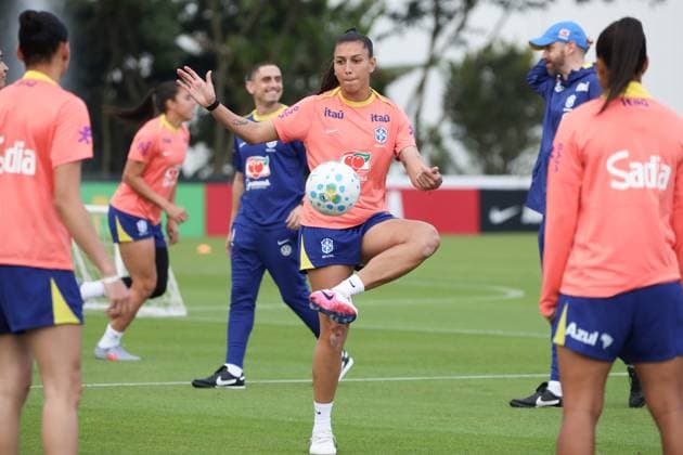 Training session of the Brazilian women s national football team for the friendly match against the USA. Bia Zaneratto of the Brazilian women s national football team during the first training session for the friendly match against the United States, at the Joaquim Grava Training Center, in the eastern zone of Sao Paulo, this Tuesday, June 2, 2026. Sao Paulo Sao Paulo Brasil Copyright: xMarinaxUezimax