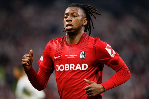 Johan Manzambi seen during the UEFA Europa League 2026 final game between teams of SC Freiburg and Aston Villa FC (Maciej Rogowski Ball Raw Images) Istanbul Besiktas Stadium Turkey Copyright: xMaciejxRogowskix maciejrogowski_europaleaguefinal_scfreiburg_avfc-106