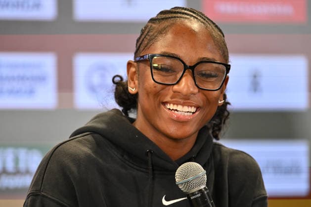 IPA85285355 - Melissa Jefferson-Wooden (USA, 200m) during the press conference, PK, Pressekonferenz of IAAF Wanda Diamond League: Golden Gala Pietro Mennea at Olympic Stadium on June 3, 2026 in Rome, Italy  Copyright: xDomenicoxCippitelli IPAxSportx xx 85285355