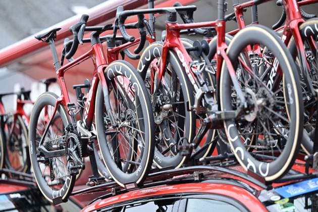 Tour de Wallonie 2026 Stage 3 VAUX-SUR-SÛRE, BELGIUM - JUNE 03 : Illustration picture showing the Orbea bikes of Team Lotto Intermarche during stage 3 of the 47th edition of Ethias Tour de Wallonie an UCI ProSeries 2.Pro cycling road race stage for Men Elite of 176.9 km with start in Habay and finish in Vaux-sur-Sûre on June 3, 2026 in Vaux-sur-Sûre, Belgium, 03 06 2026 ( Motordriver Pieter Van Herzele - Vaux-sur-Sûre Belgium  Copyright: xSesx