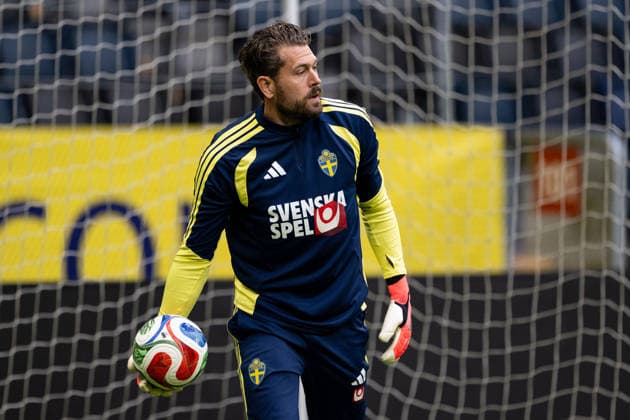 260603 Goalkeeper Kristoffer Nordfeldt of the Swedish national football team at a training session on June 3, 2026 in Stockholm. Photo: Emma Wallskog BILDBYRAN kod EW EW0674 fotboll football soccer fotball träning practice training sverige sweden sverige a FIFA World Cup, WM, Weltmeisterschaft, Fussball vm bbeng Copyright: EMMAxWALLSKOG BB260603EW017