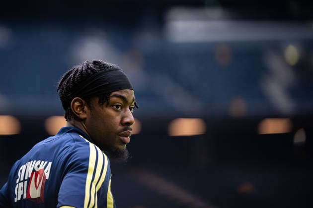 260603 Anthony Elanga of the Swedish national football team at a training session on June 3, 2026 in Stockholm. Photo: Emma Wallskog BILDBYRAN kod EW EW0674 fotboll football soccer fotball träning practice training sverige sweden sverige a FIFA World Cup, WM, Weltmeisterschaft, Fussball vm bbeng Copyright: EMMAxWALLSKOG BB260603EW028