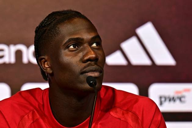 Belgium s Amadou Onana pictured during a press conference, PK, Pressekonferenz of Belgian national soccer team Red Devils for the 2026 FIFA World Cup, WM, Weltmeisterschaft, Fussball at the Proximus Basecamp in Tubize, on Wednesday 03 June 2026. The 2026 FIFA World Cup will take place in the United States, Mexico, and Canada from 11 06 to 19 07. BRUNOxFAHY  x175808952x