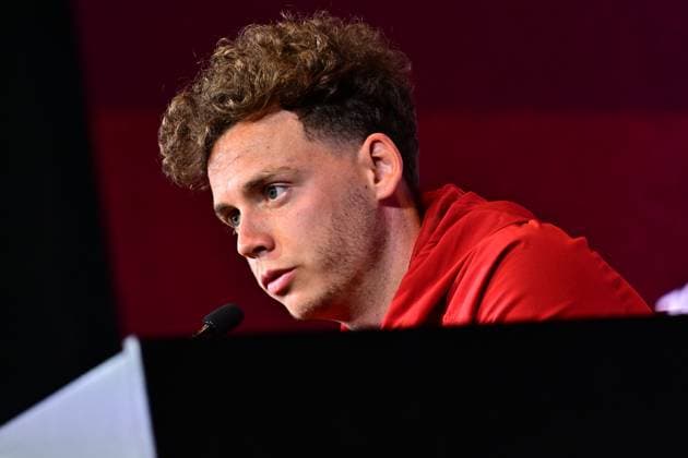 Belgium s Maxim De Cuyper pictured during a press conference, PK, Pressekonferenz of Belgian national soccer team Red Devils for the 2026 FIFA World Cup, WM, Weltmeisterschaft, Fussball at the Proximus Basecamp in Tubize, on Wednesday 03 June 2026. The 2026 FIFA World Cup will take place in the United States, Mexico, and Canada from 11 06 to 19 07. BRUNOxFAHY  x175809087x